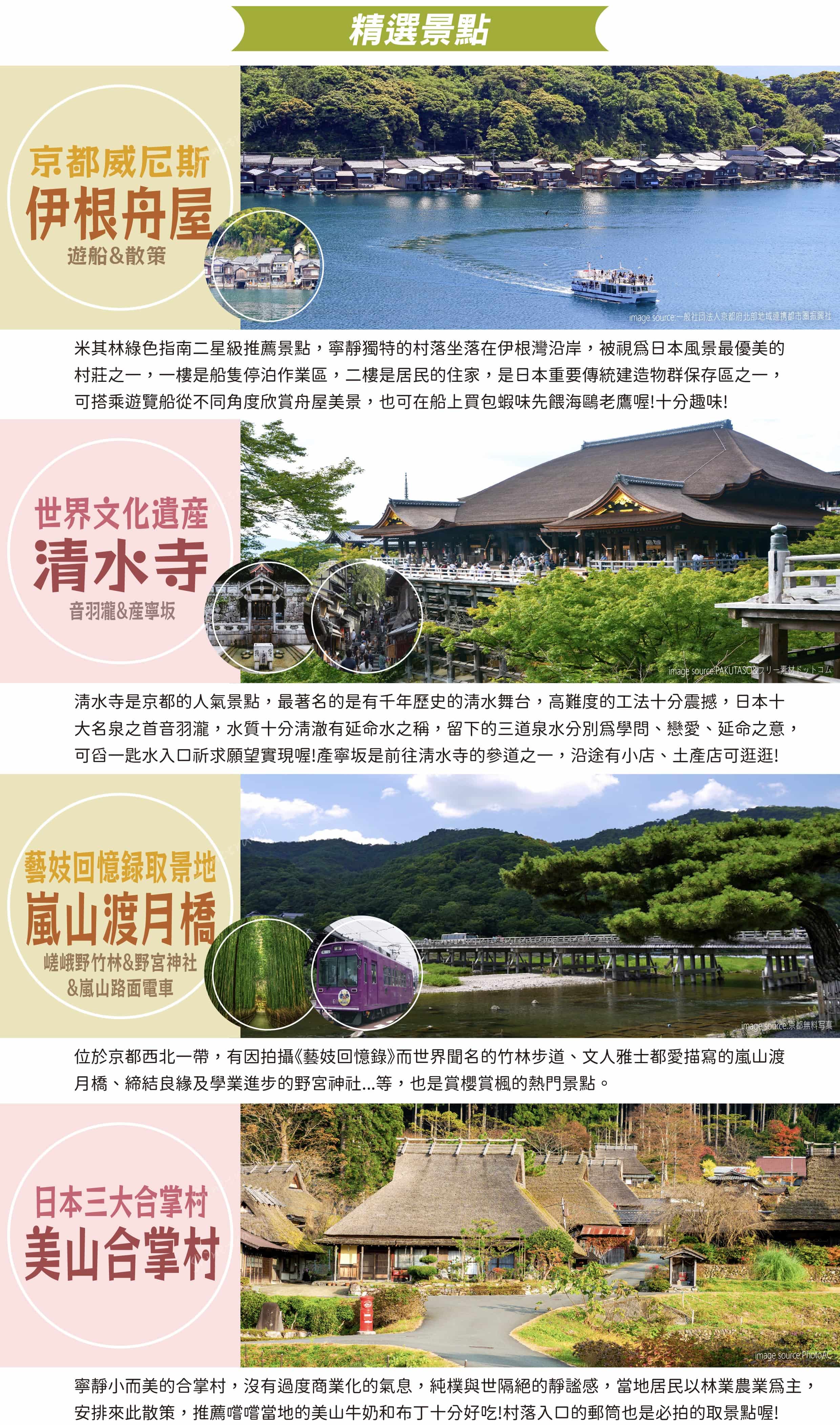 古都新韻日本京阪奈~美山合掌村.天橋立纜車.伊根灣舟屋遊船.嵐山竹林.金閣寺.京都水族館.溫泉6日【高雄出發．大阪進出】